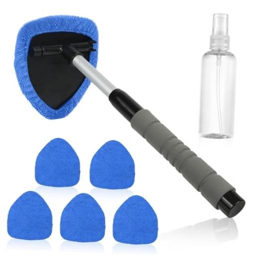 6 Pcs Windshield Cleaning Tool, Car Window Cleaner Kit triangle Blue - Triangle
