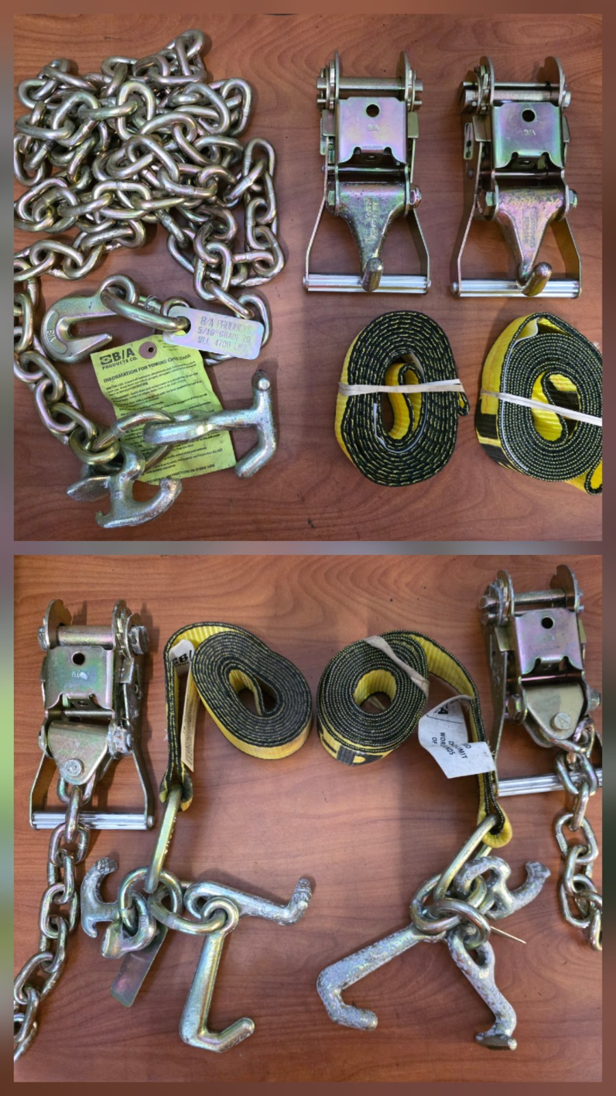 Jerr-Dan Chain / Strap Set, Wheel Lift Straps, Tow Chains, Two Truck Rollback