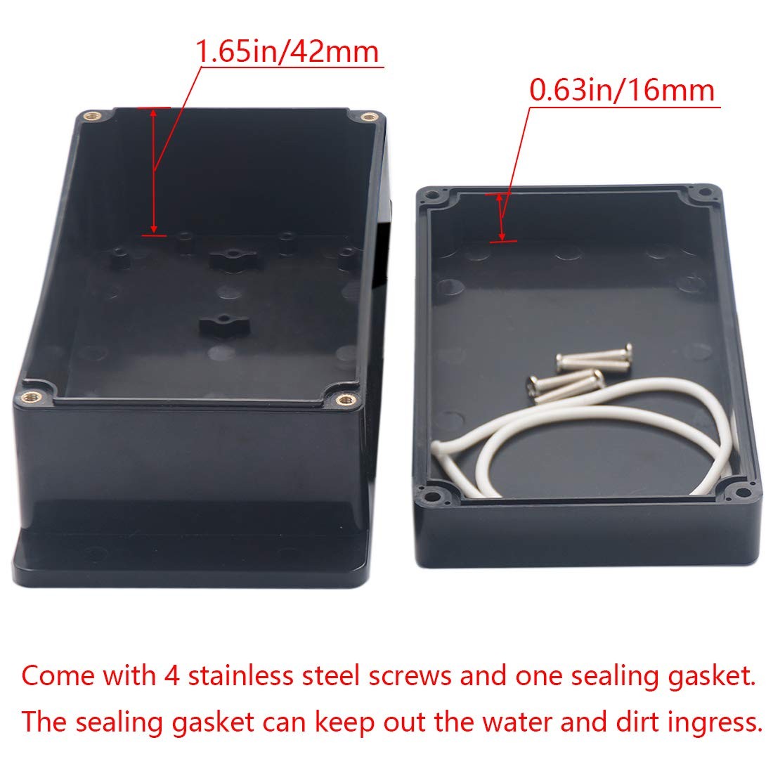Project Box ABS Plastic Black Electrical Boxes IP65 6.2"x3.5"x2.4",
