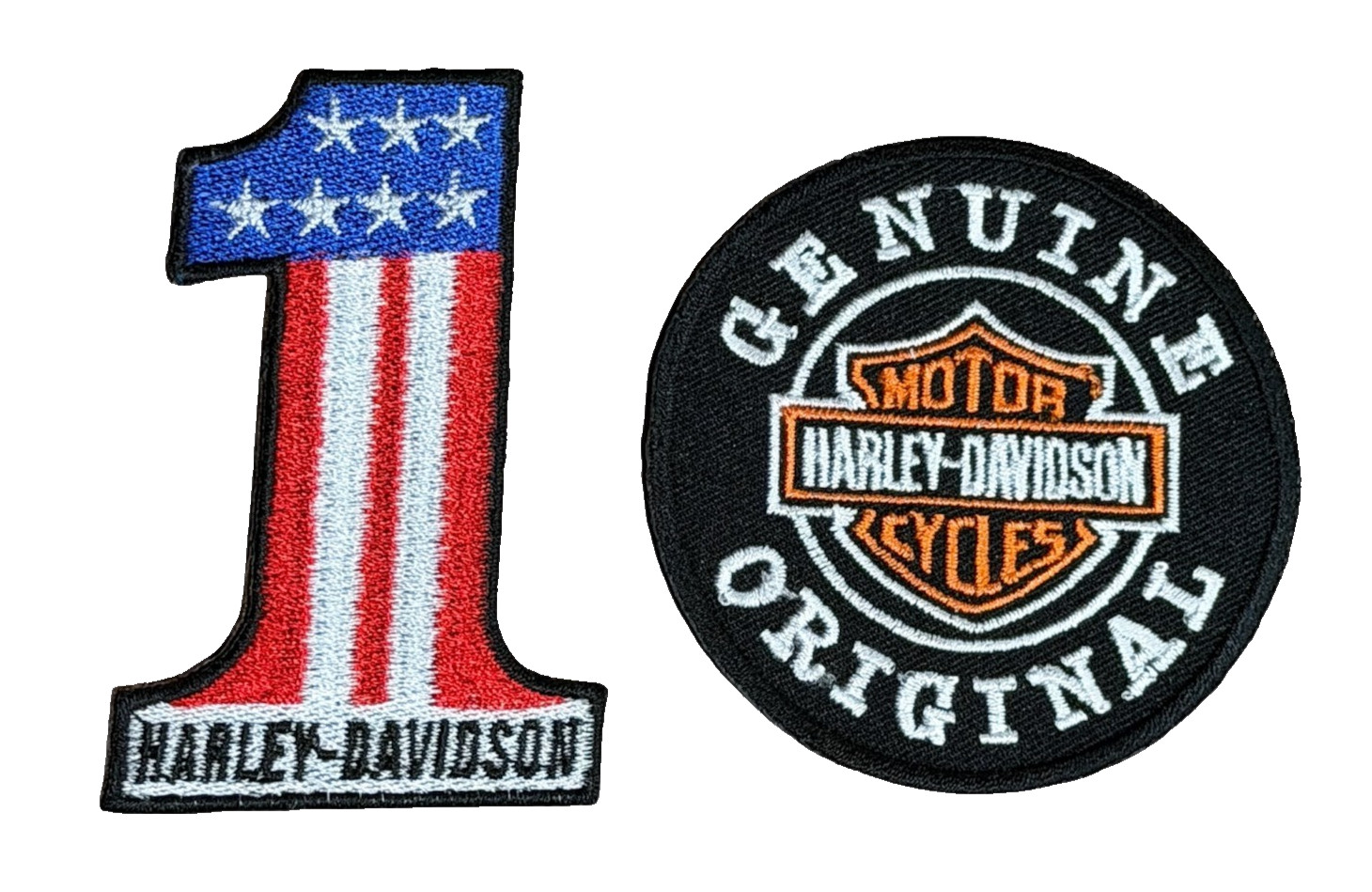 Lot Of 2 Embroidered Harley Davidson Patches- FREE US Shipping!