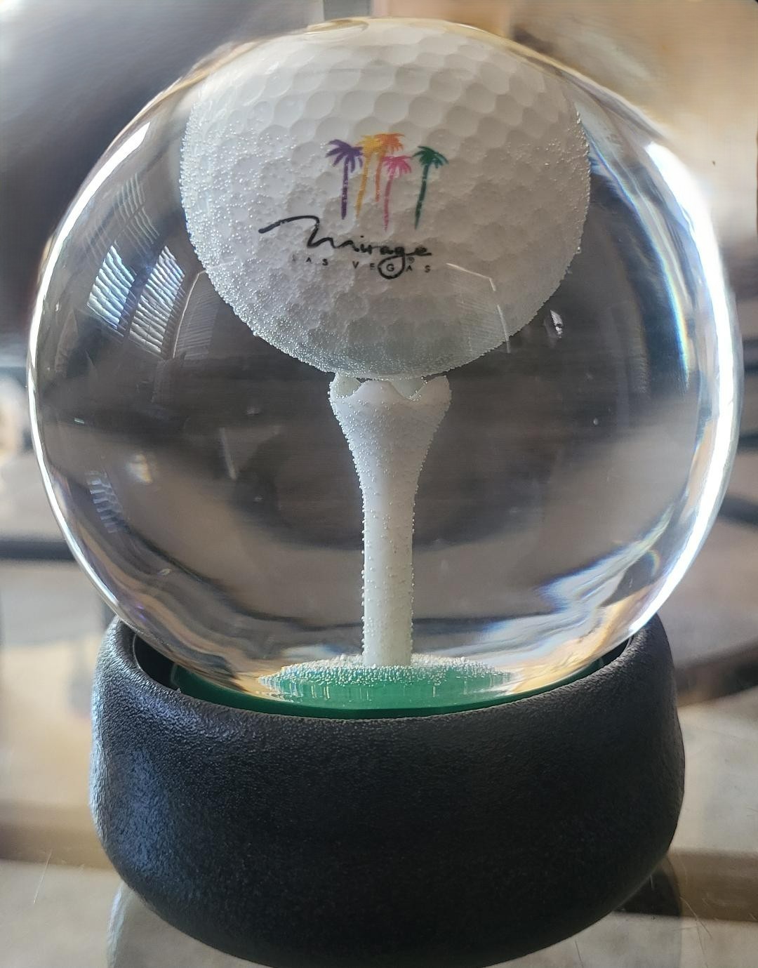 Mirage / Shadow Creek Golf Ball Logo Tee Water Globe Desk Paper Weight, Rare