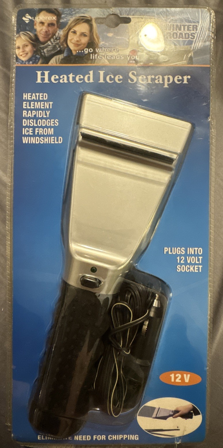 Heated Ice Scraper For Vehicle Superex 12V Electric Ice Snow Removal Windshield.