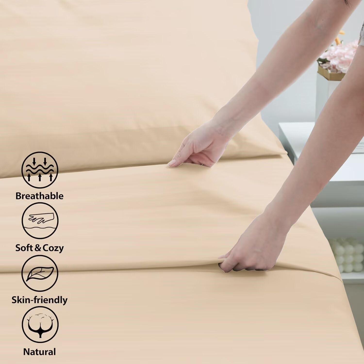 2-Pack TwinXL Flat Sheet 600 Thread Count Egyptian Cotton Striped-Deep Beige