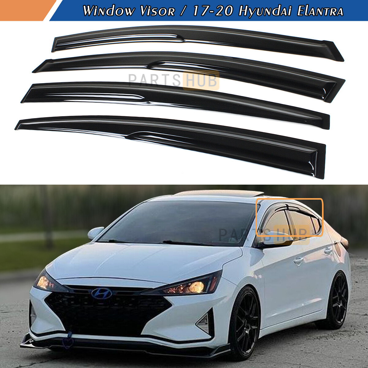 For 2017-2020 Hyundai Elantra JDM Mugen Style Window Visors Rain Guards Vents