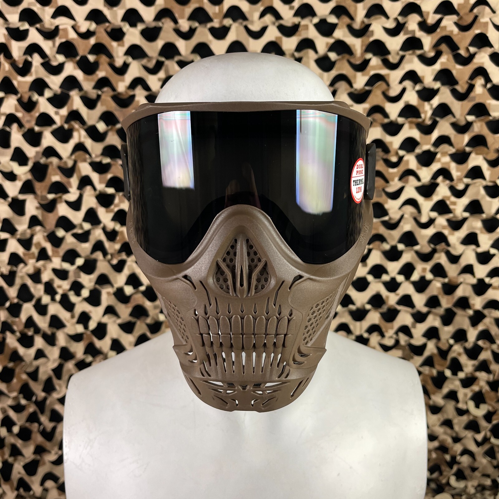 NEW HK Army HSTL Skull Thermal Paintball Mask - Grave Digger (Tan w/ Smoke Lens)