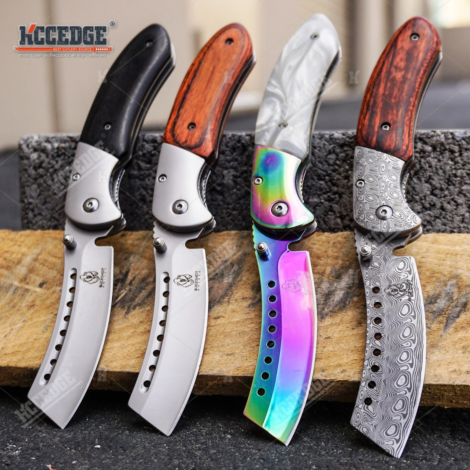 8" EDC Assisted Open Folding Knife SHAVER STYLE CLEAVER Camping Pocket Knife