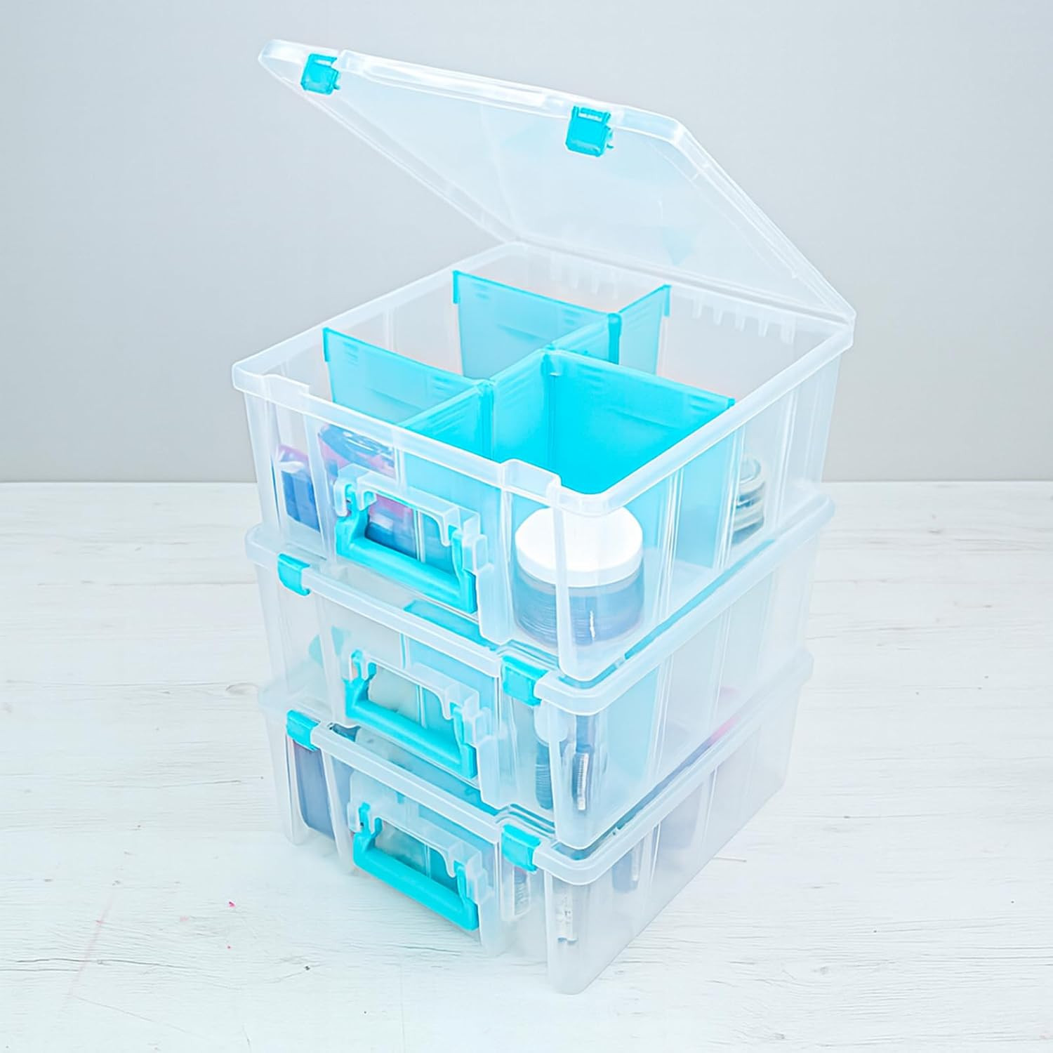 Super Satchel Double Deep Compartment Box - Art Storage with 8 Removable Compart