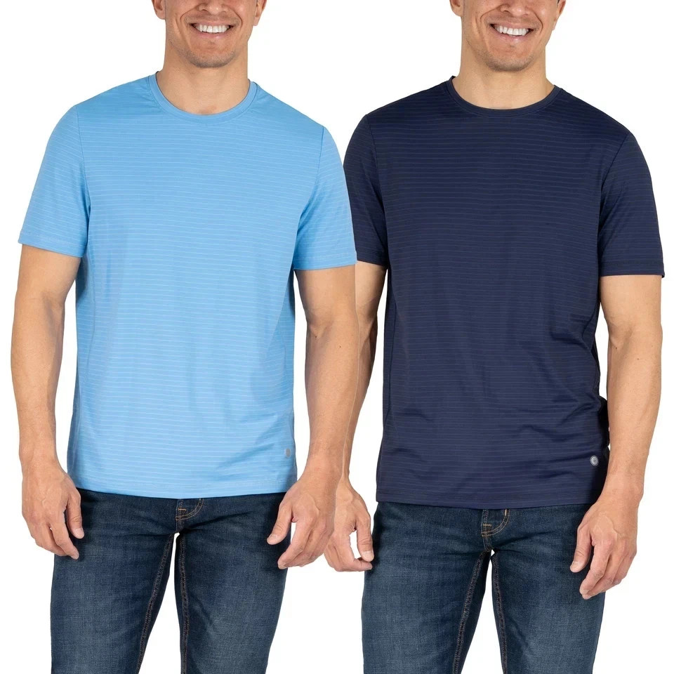 Soybu Men's 2-pack 4-Way Stretch Moisture Wicking Active Tee, Dark Blue/Blue, M