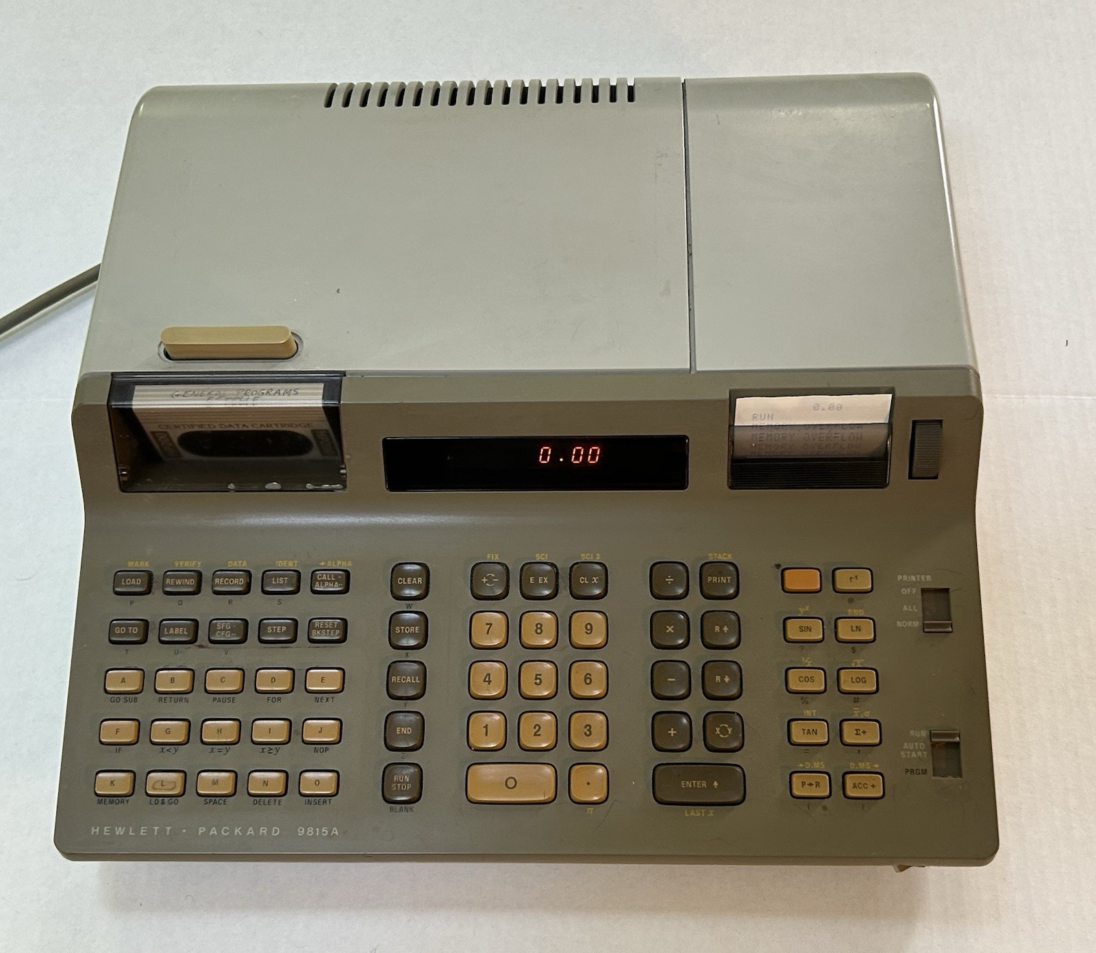 Vintage HP 9815A Desktop Calculator/Computer, Powers on, Prints, 4 Manuals, Tape