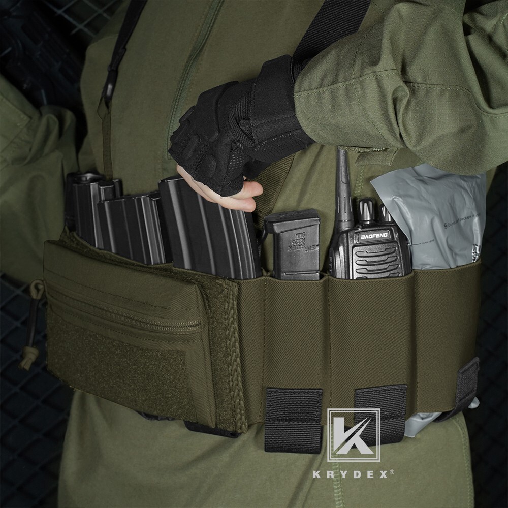 KRYDEX Concealed Carry Low-Vis Chest Rig Pouch Elastic Cummerbund Ranger Green