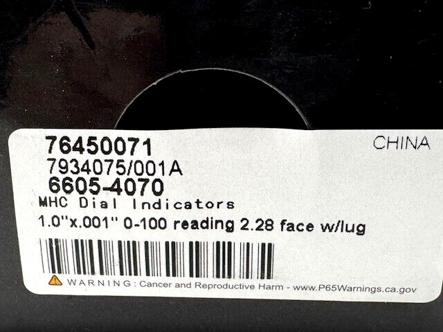 MHC DIAL INDICATOR 6605-4070 0-1" RANGE 2.28" DIAL FACE