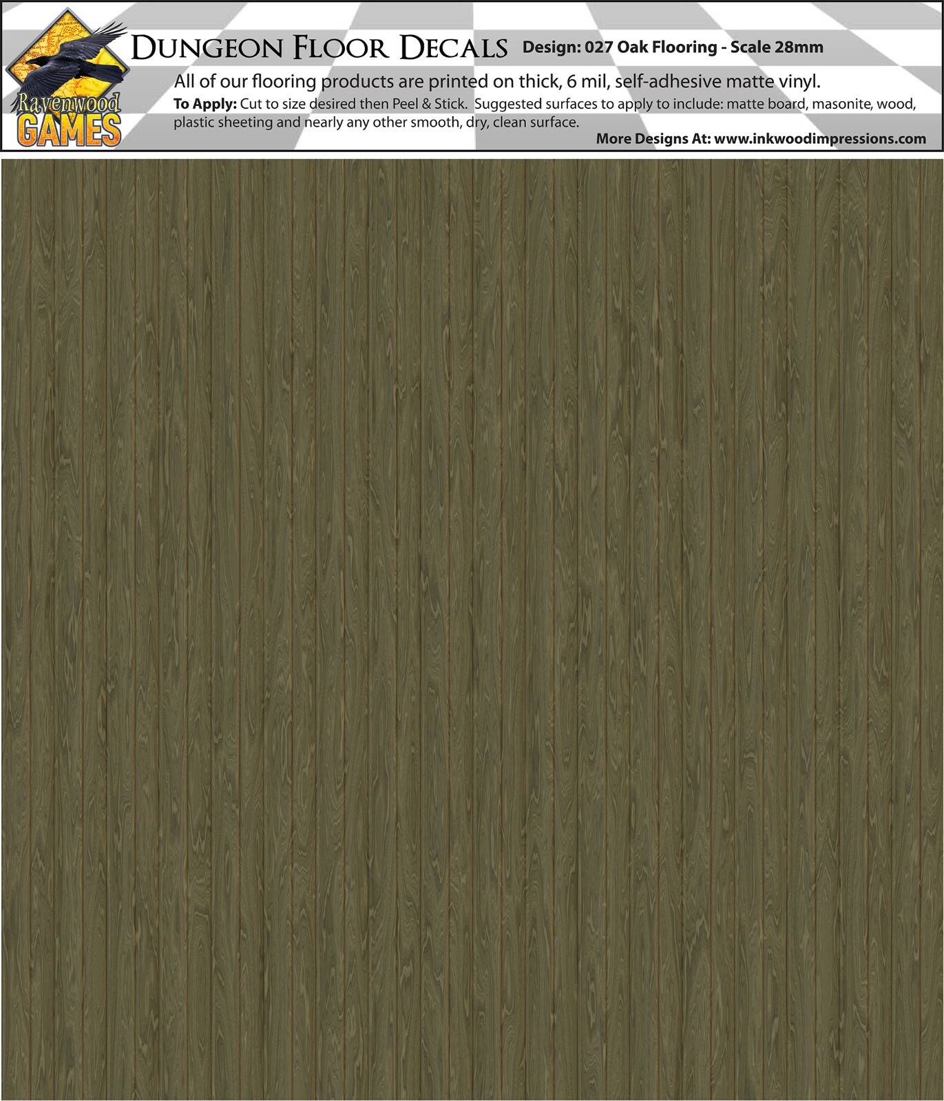 Dungeon Flooring Design 027 Oak Flooring DIY 28mm Miniature Decals