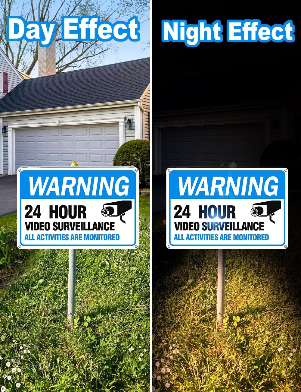 Video Surveillance Sign 4-Pack 12 x10 Security Camera Sign Reflective and W...