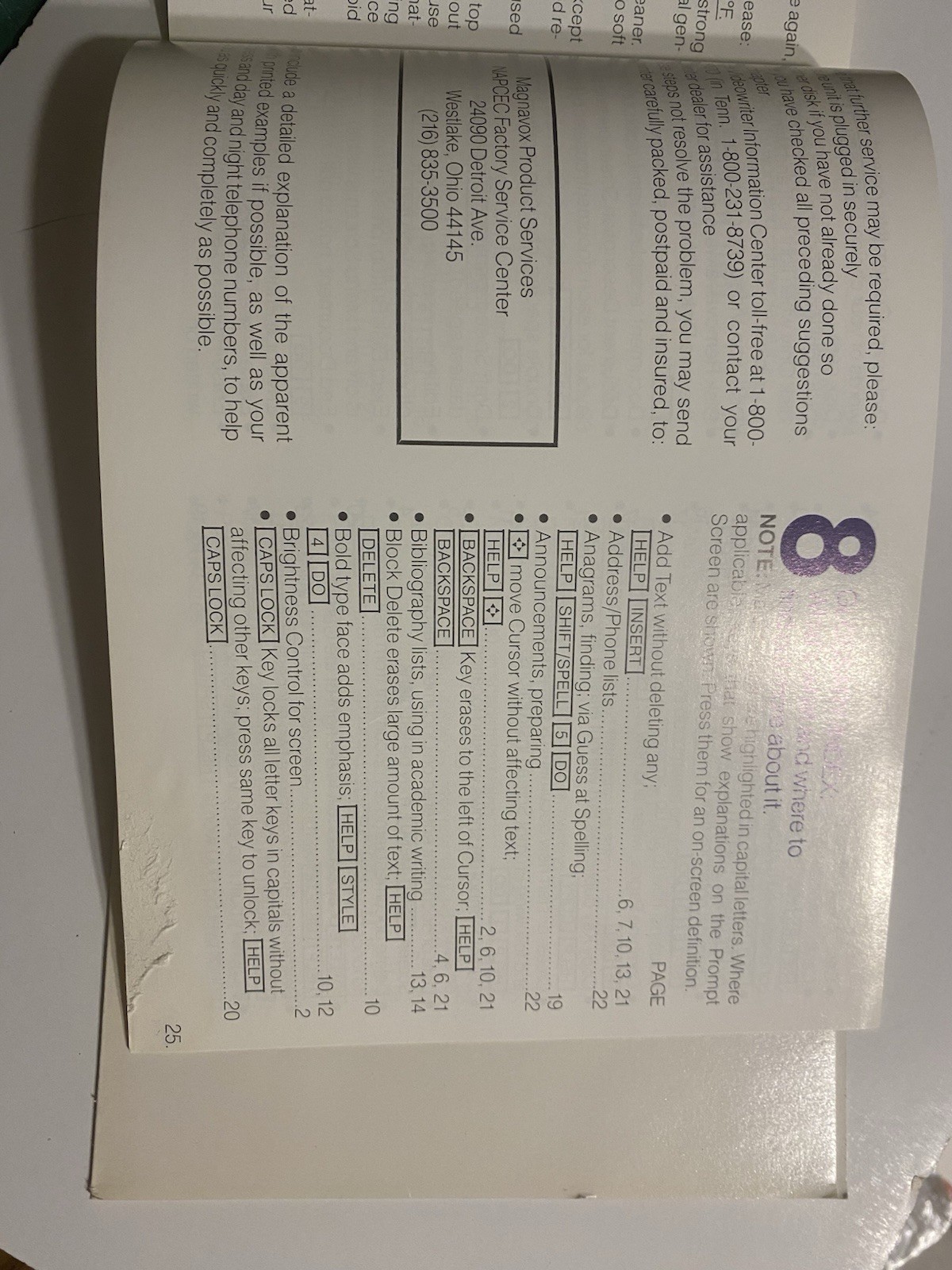 1985 MAGNAVOX VIDEOWRITER Word Processor USER'S MANUAL AND PULL OUT GUIDE