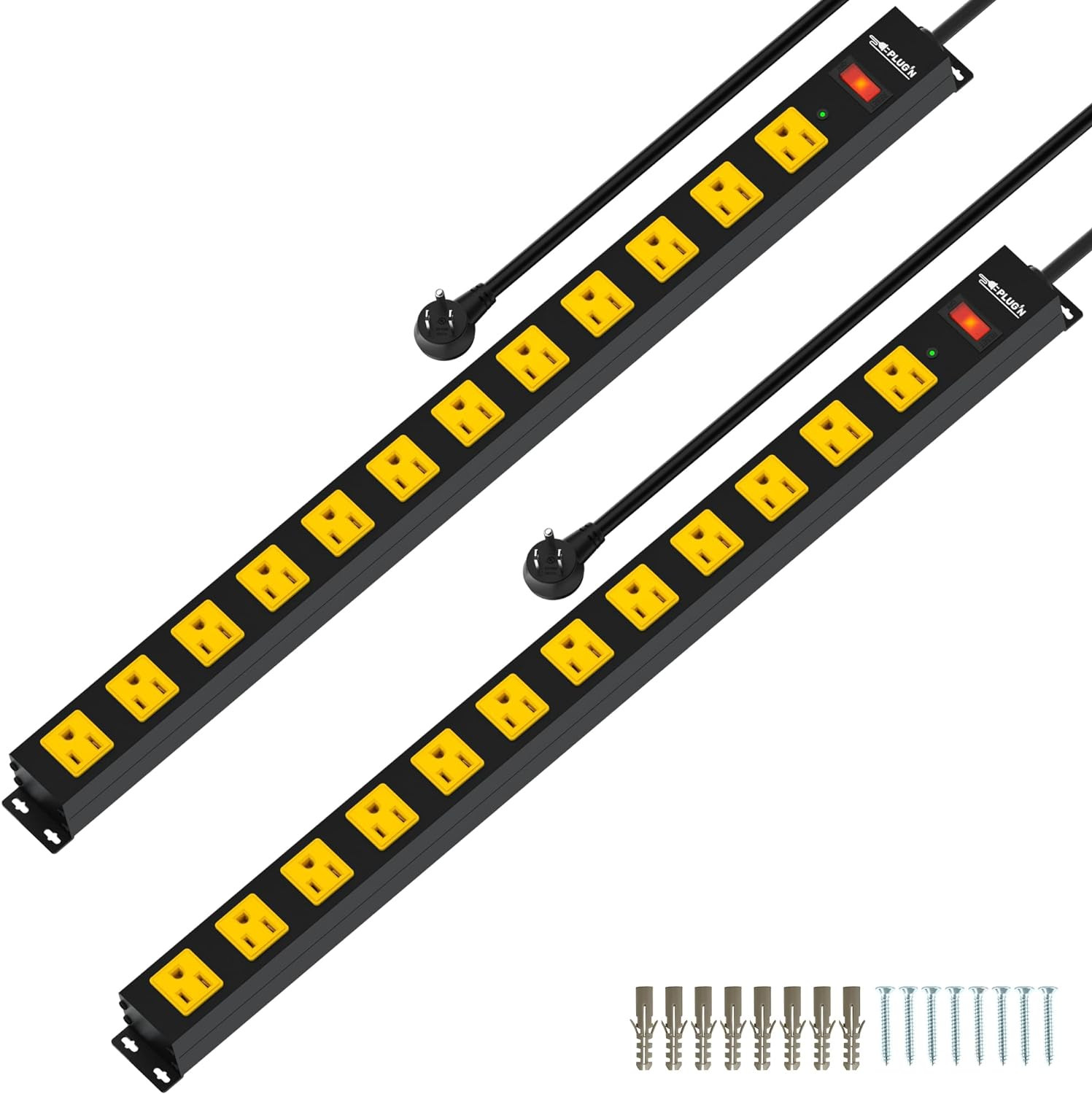 12 Outlet Surge Protector Power Strip, 6FT Cord, 2 Pack, Heavy Duty