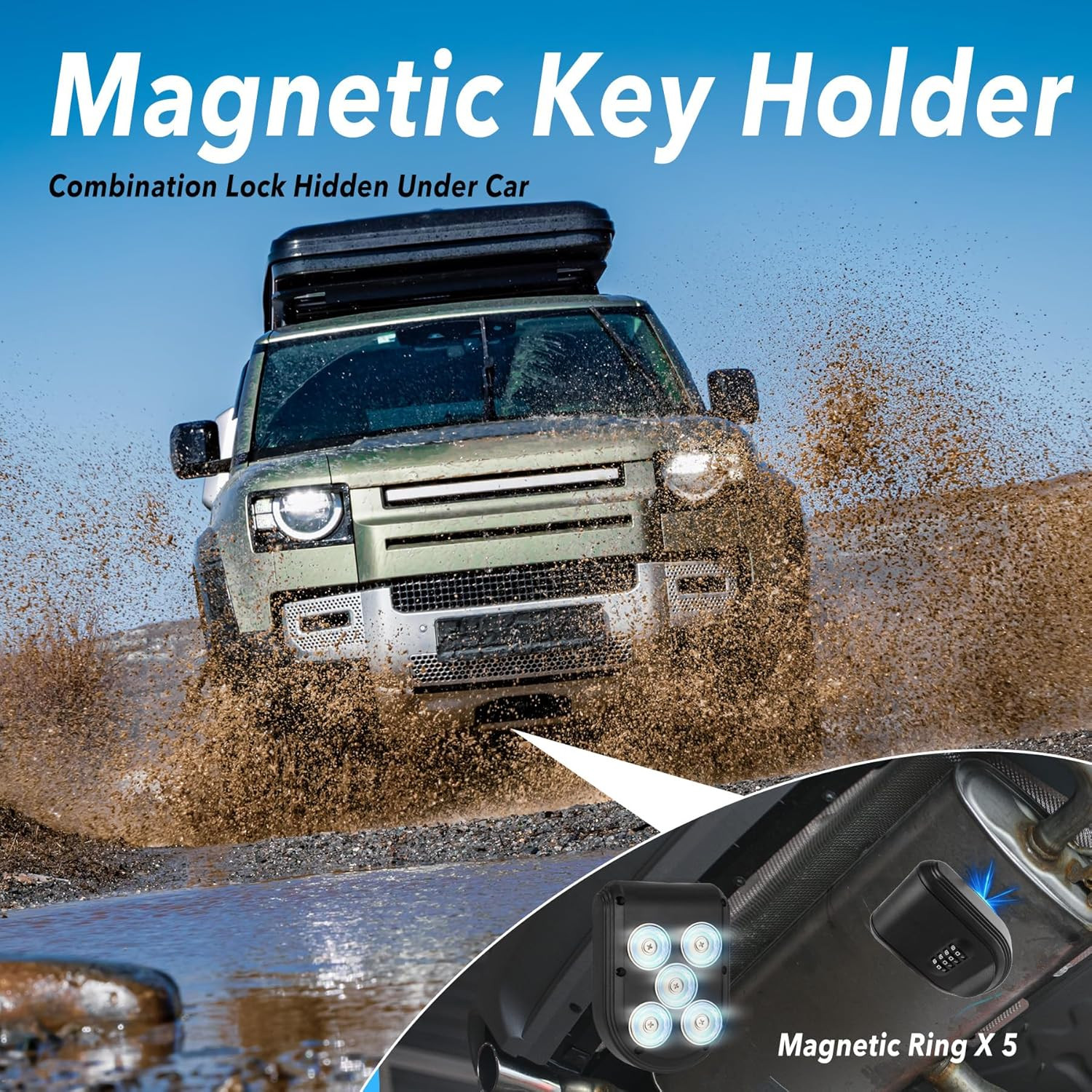 Magnetic Key Holder under Car,Hide a Key outside with Combination Lock Box,Reset
