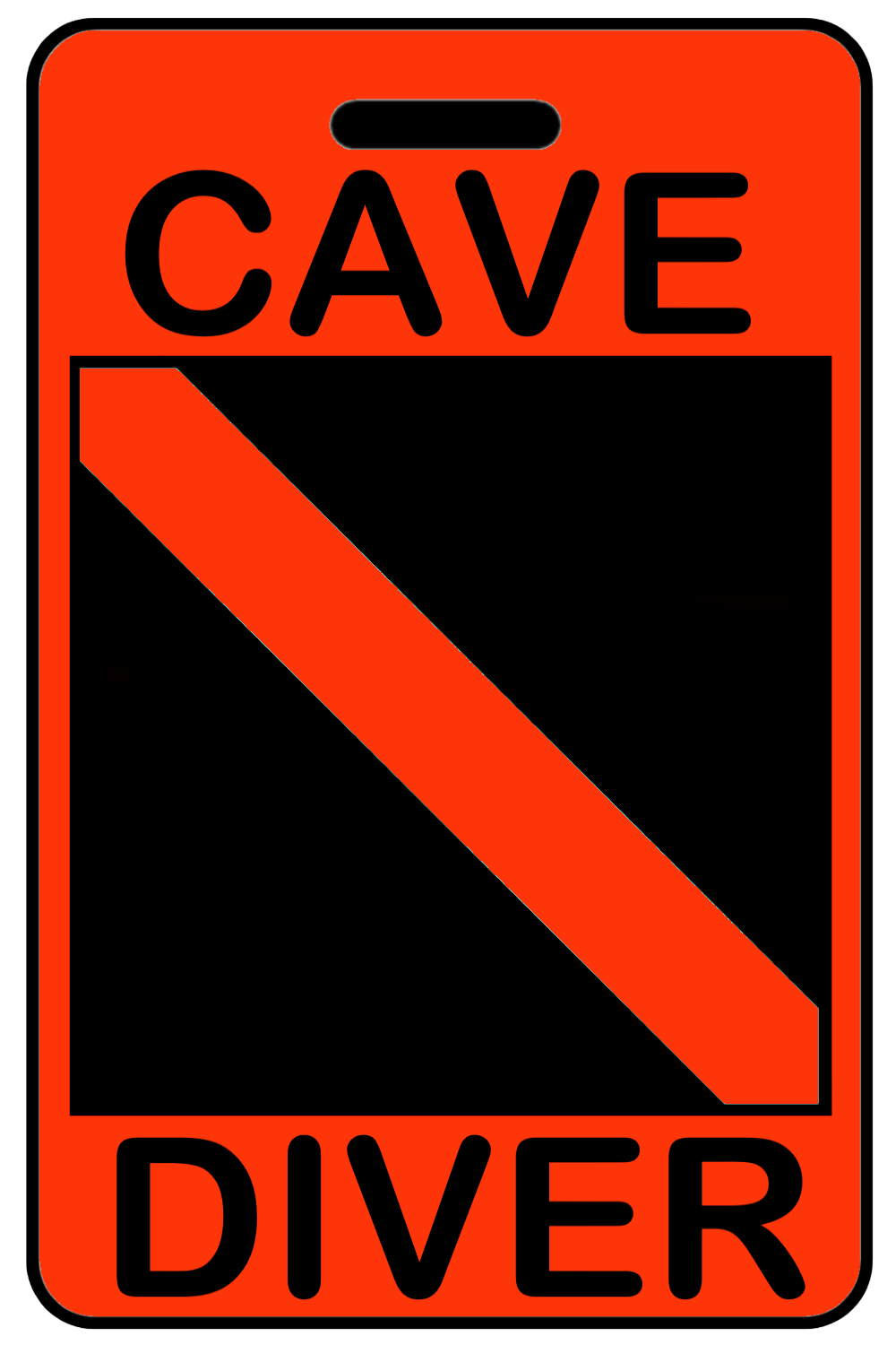 Hi-Viz Orange Cave Diver SCUBA Diving Luggage/Gear Bag Tag - New