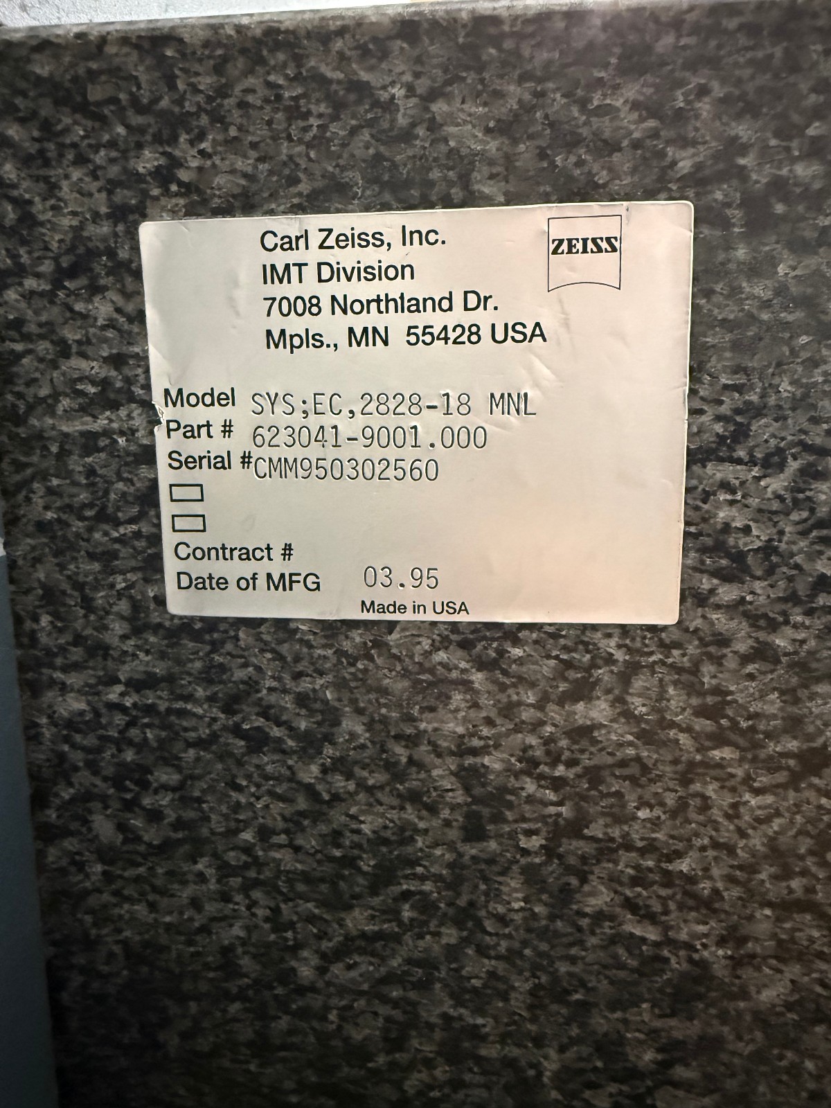 Zeiss Eclipse EC 2828-18 CMM Coordinate Measuring Machine Tested Working
