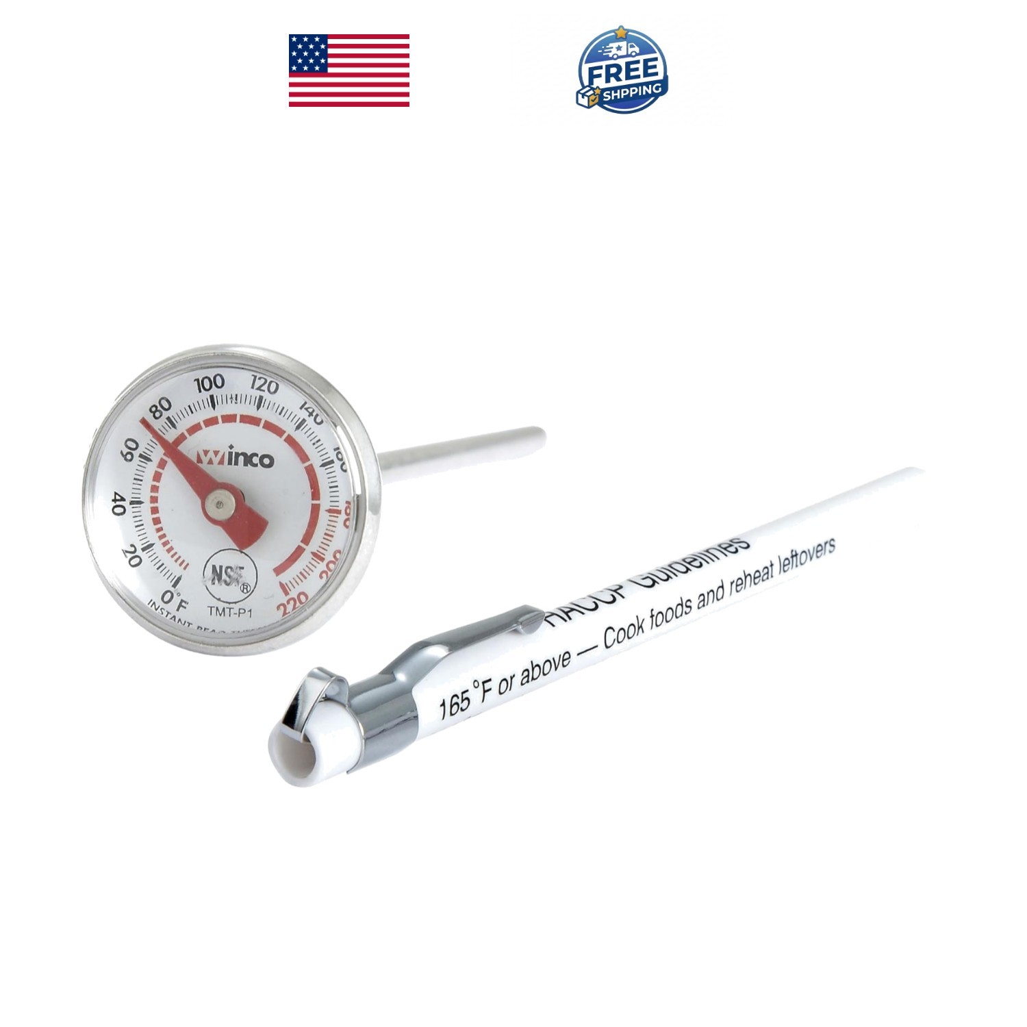 Pocket Thermometer: 0-220°F NSF Certified - Quick Read, Stainless Steel