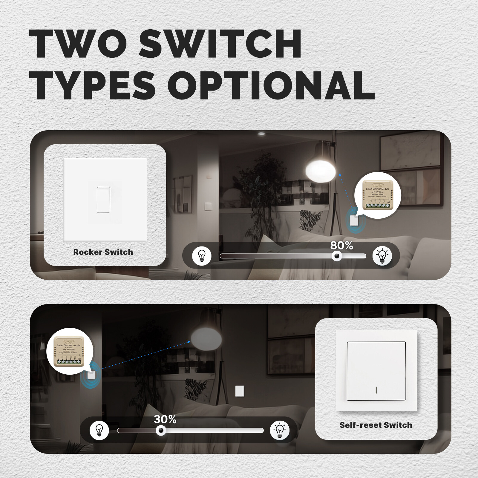 MOES WiFi Smart Mini Light Dimmer Switch Module 3-Way Alexa Google APP