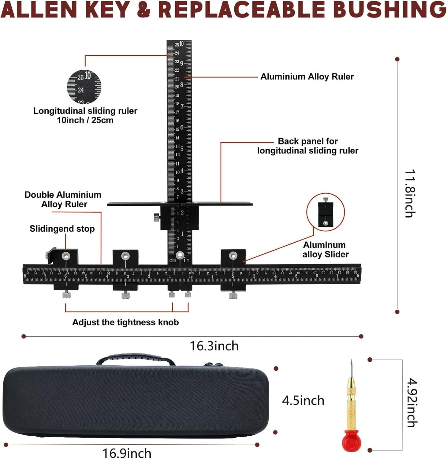 Cabinet Hardware Jig Tool - Aluminum Template for Fast, Accurate Handle Installa