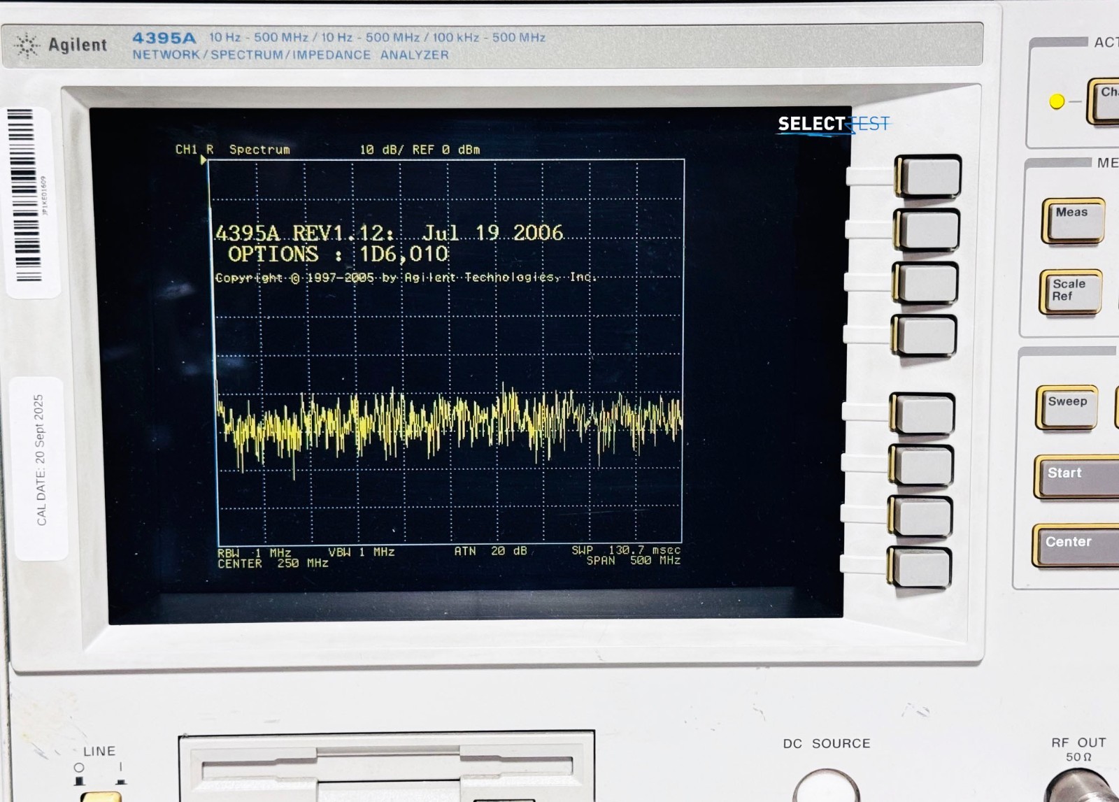 AGILENT (HP) 4395A SPECTRUM / NETWORK ANALYZER W/OPTIONS 1D6 & 010 (REF.: 609R)