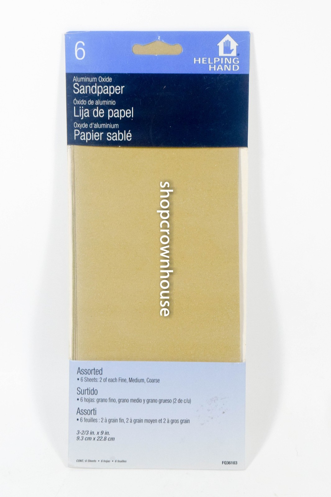 1 Helping Hand Aluminum Oxide Sandpaper 2 Each of Fine, Medium, Coarse pack