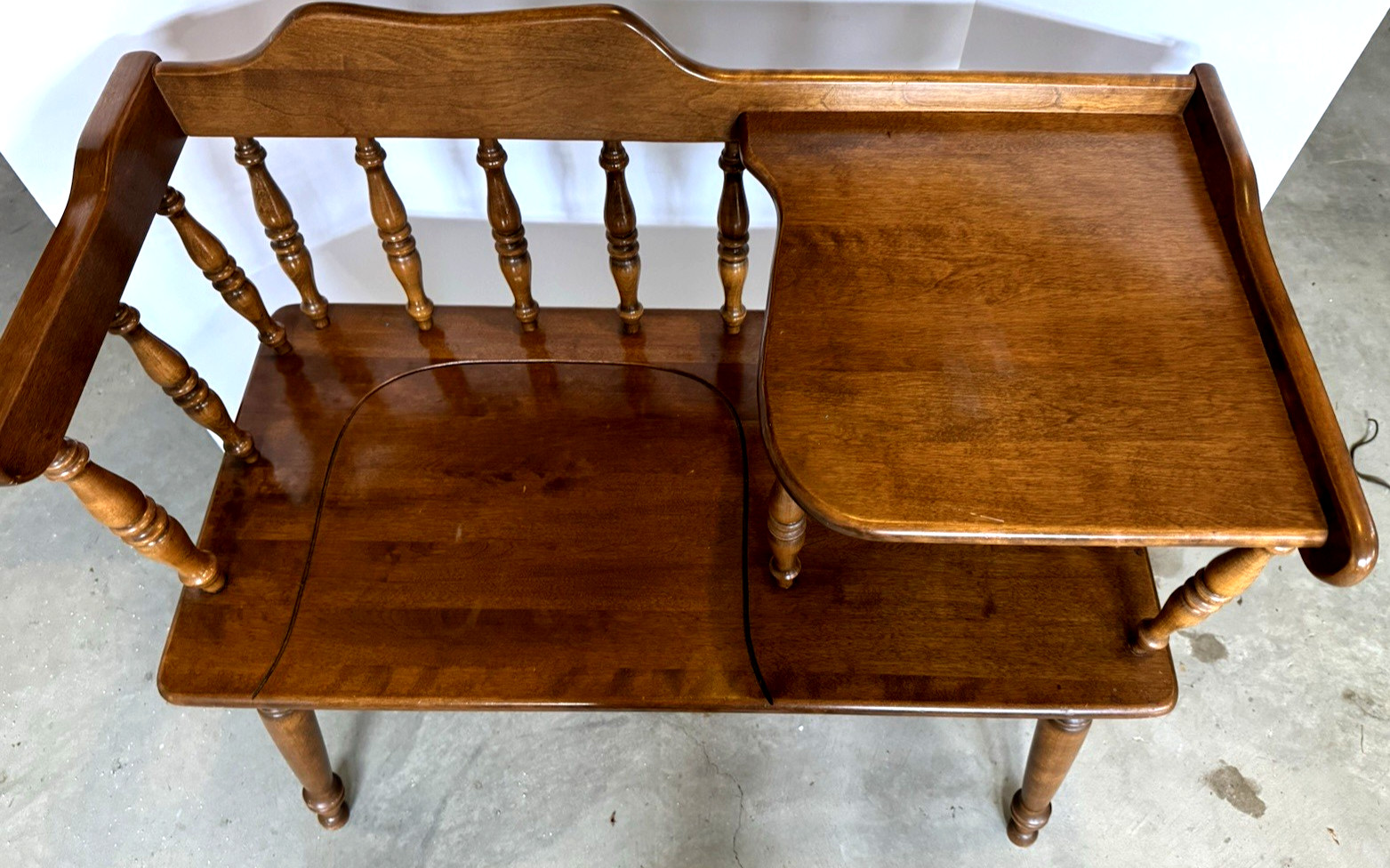 Vintage Nice Ethan Allen Gossip Bench Telephone Table Solid Maple Wood Colonial