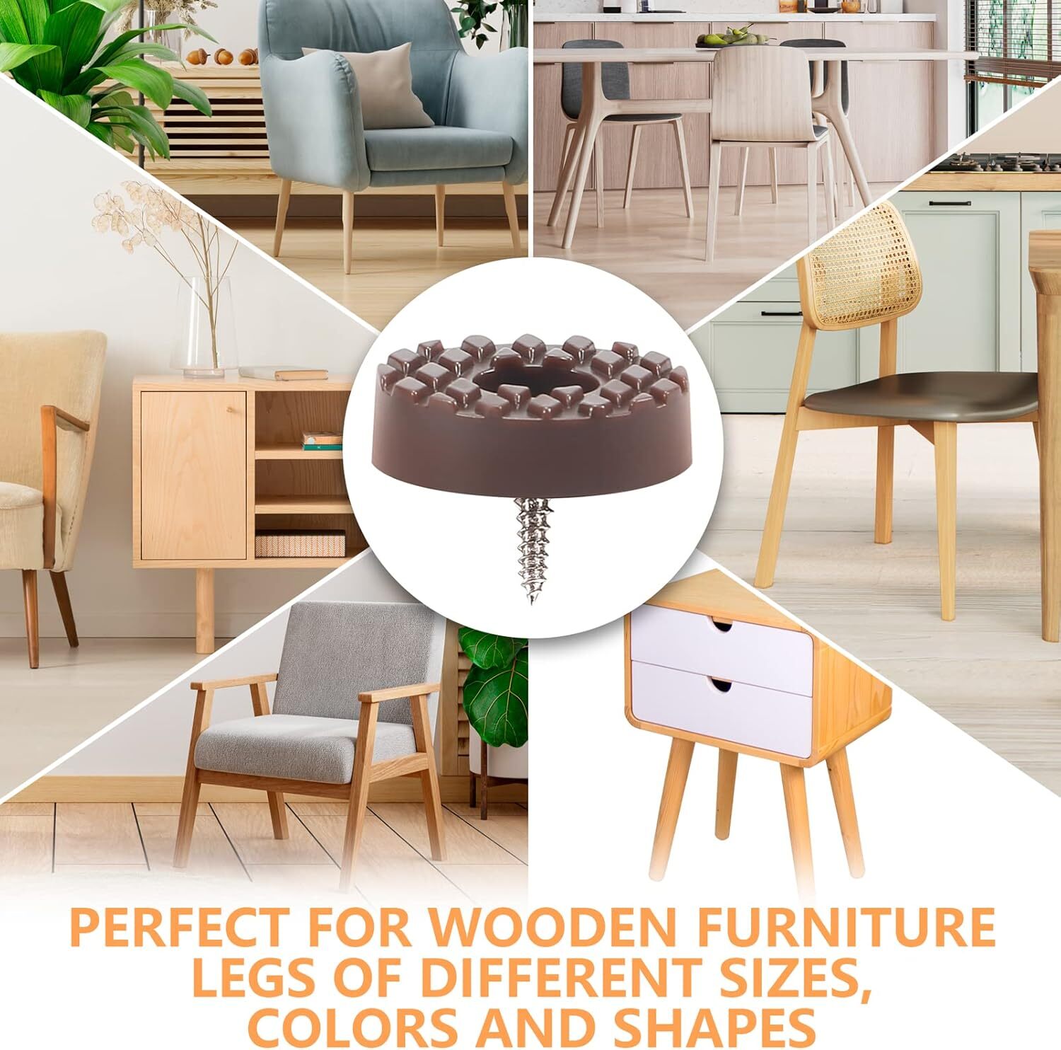 Screw-On Rubber Feet for Furniture 32PCS Floor Protector for Chair Leg Feet