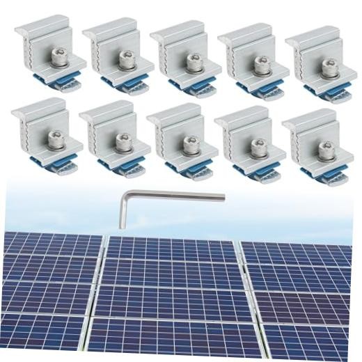 10PCS Solar Panel End Clamp Brackets for Mounting Clip, Adjustable Z Aluminum