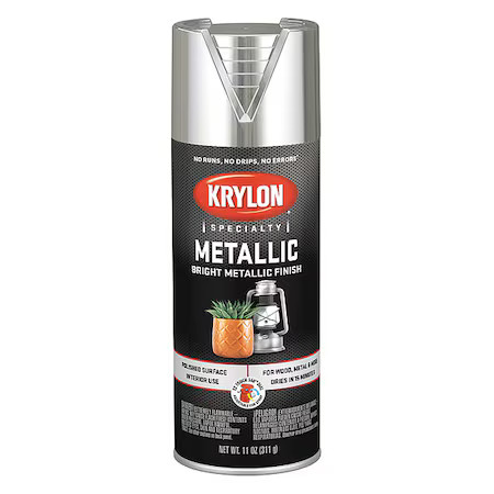 Krylon K01401777 Metallic Spray Paint, Bright Silver, Metallic, Solvent, 11 Oz
