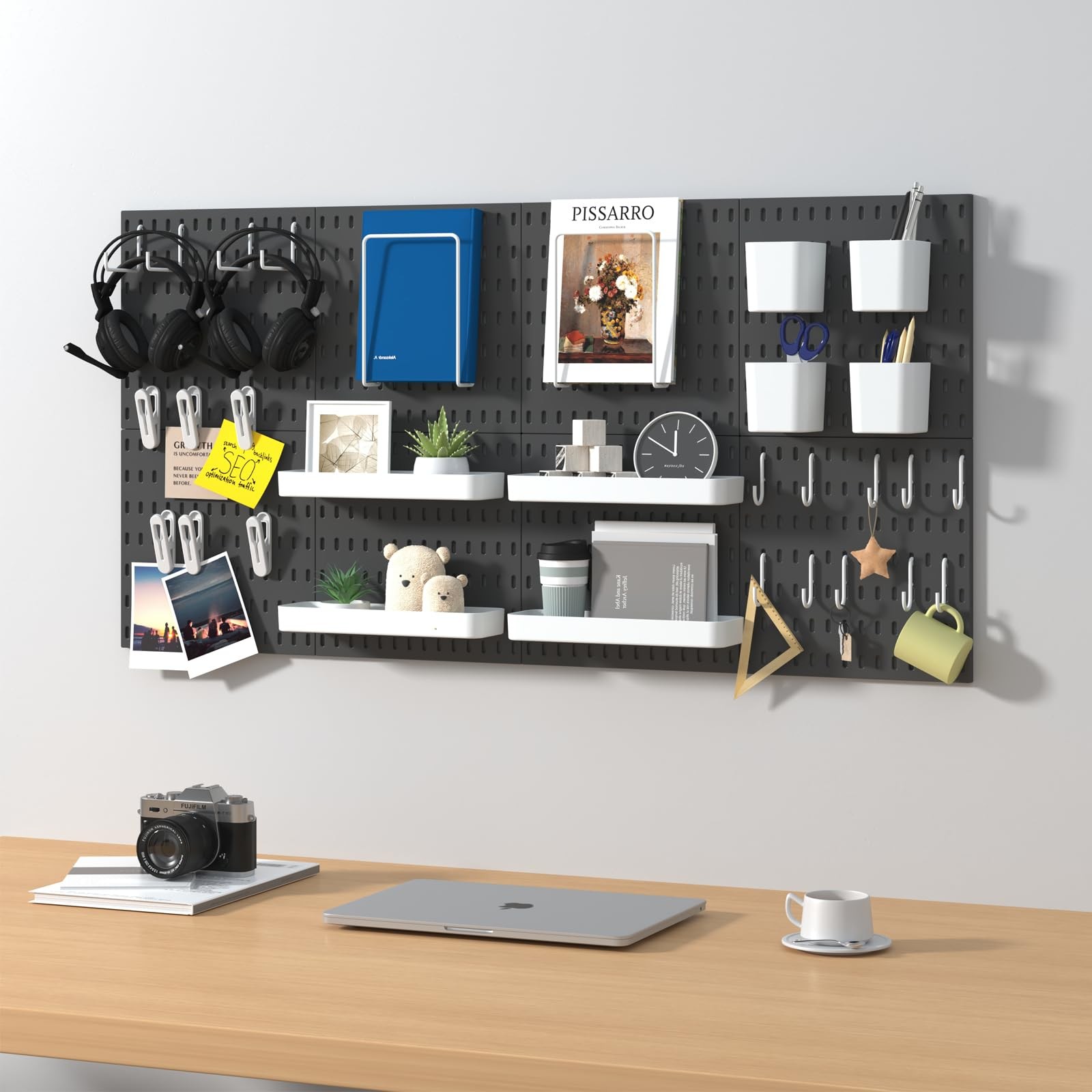 Pegboard Combination Kit, 8 Peg Boards and 30 Accessories Modular Hanging Bla...