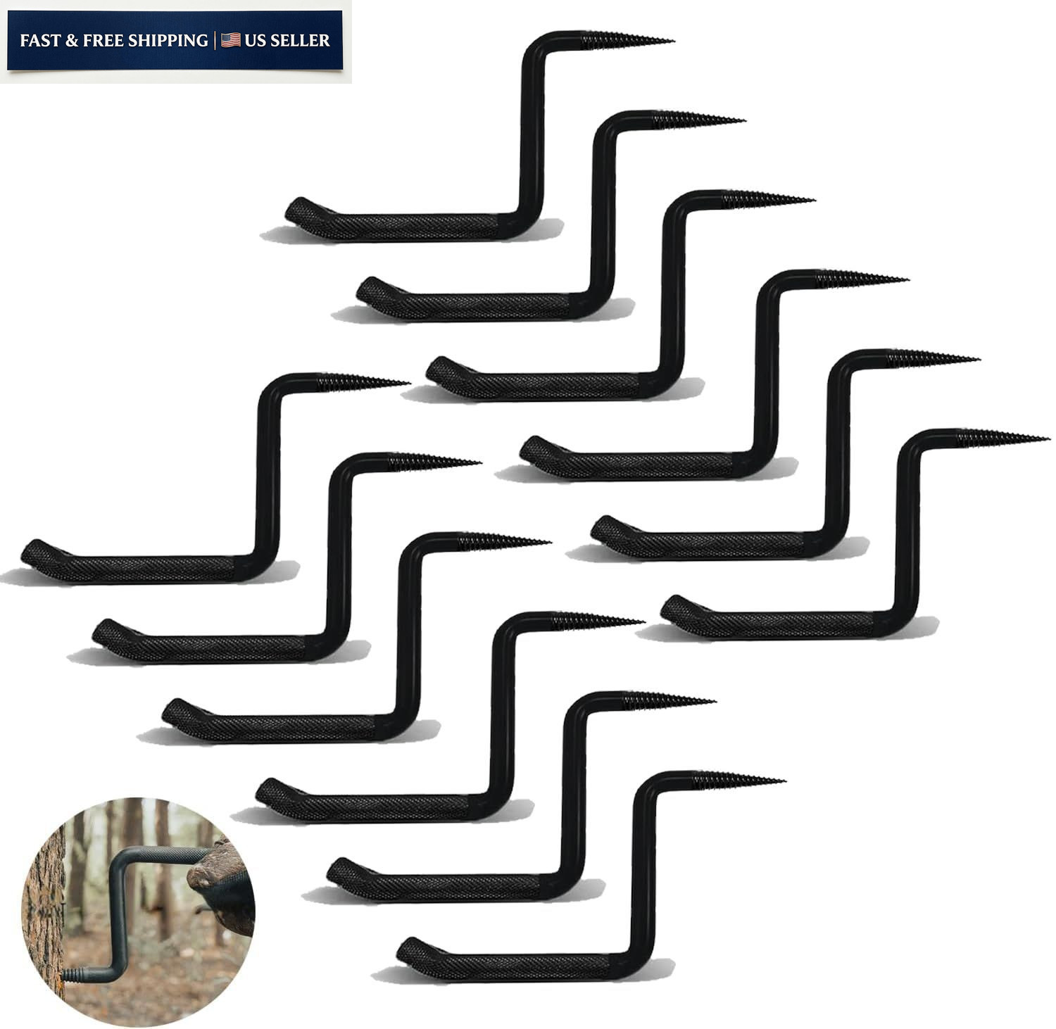 GBACHOOSE 12 Pack Screw in Tree Steps for Hunting 5 Inch 5 inch, Black