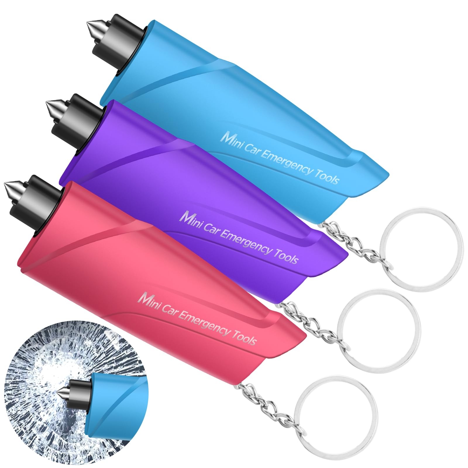 Window Breaker Seatbelt Cutter,3-in-1 Mini Glass Breaker, 3 Pack Car Escape T...