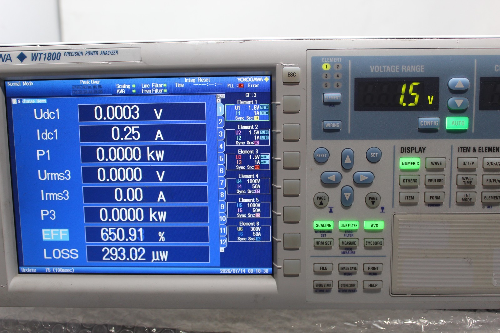 Yokogawa WT1800 Precision Power Analyzer