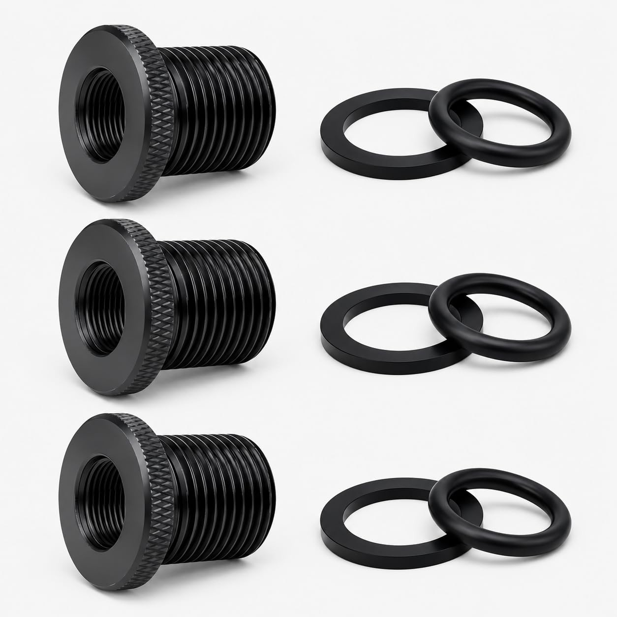 3 Pack Black 1/228 and 3/416 Thread Protector Adapters Washers Kit Box
