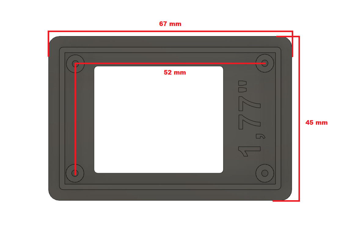 Mounting Frame for Arduino Raspberry Display TFT 1.77"" 1.77"" ST7735 Yverinc Labs