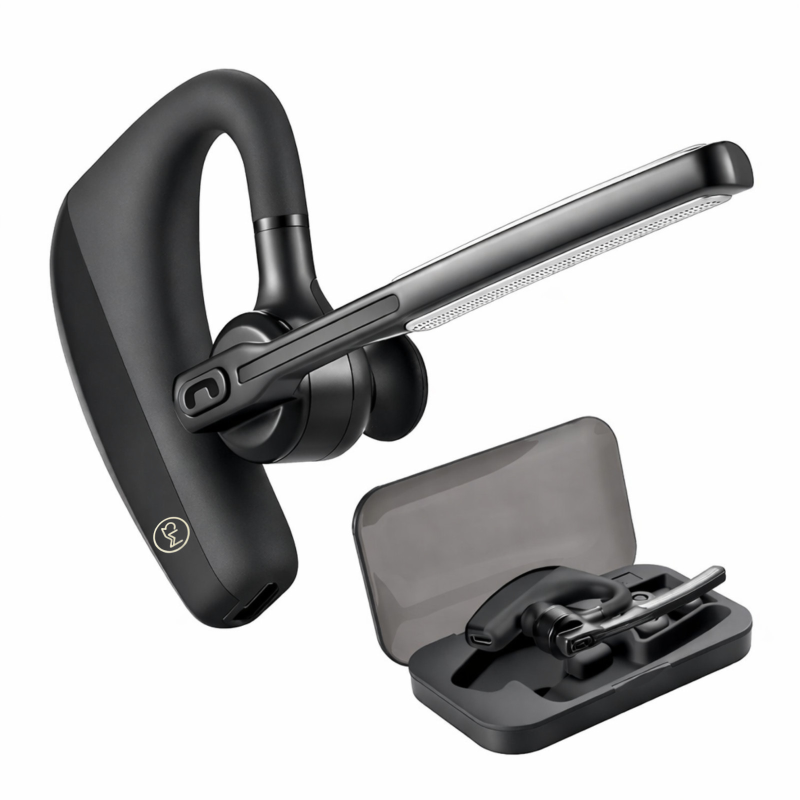 Wireless Mono Bluetooth Headset with Noise Cancelling Mic, 10H Talk Time