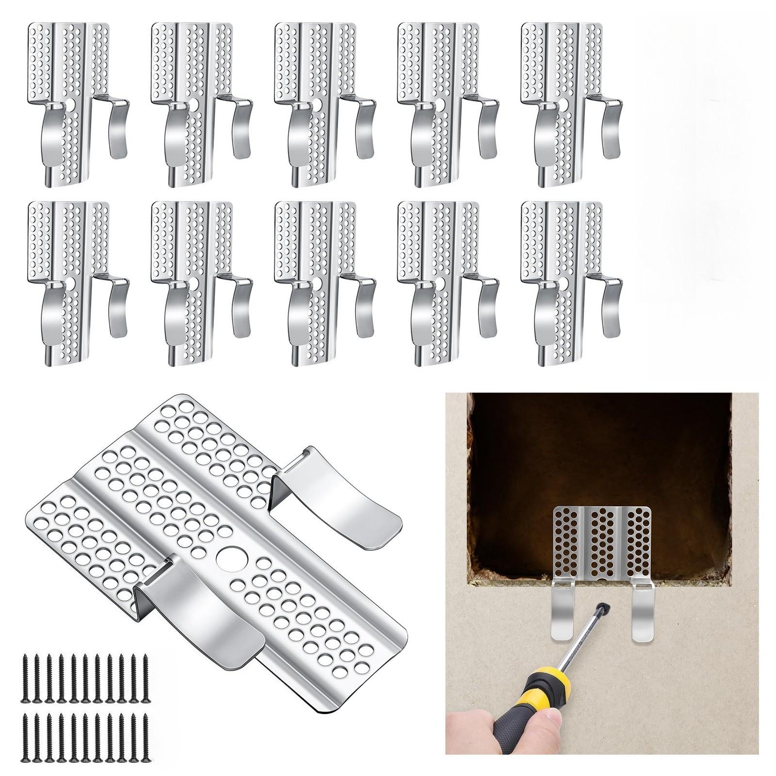 moonoom 10 Pack Drywall Repair Clips, 1/2 inch Fastener Clip 10Pcs