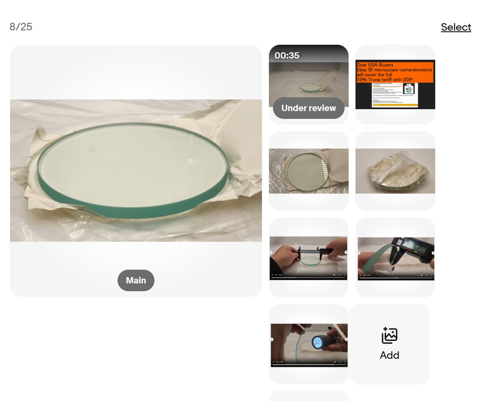 Stereo/inverted Microscope Stage Glass Round Plate. (100mm 6.2mm) 35092