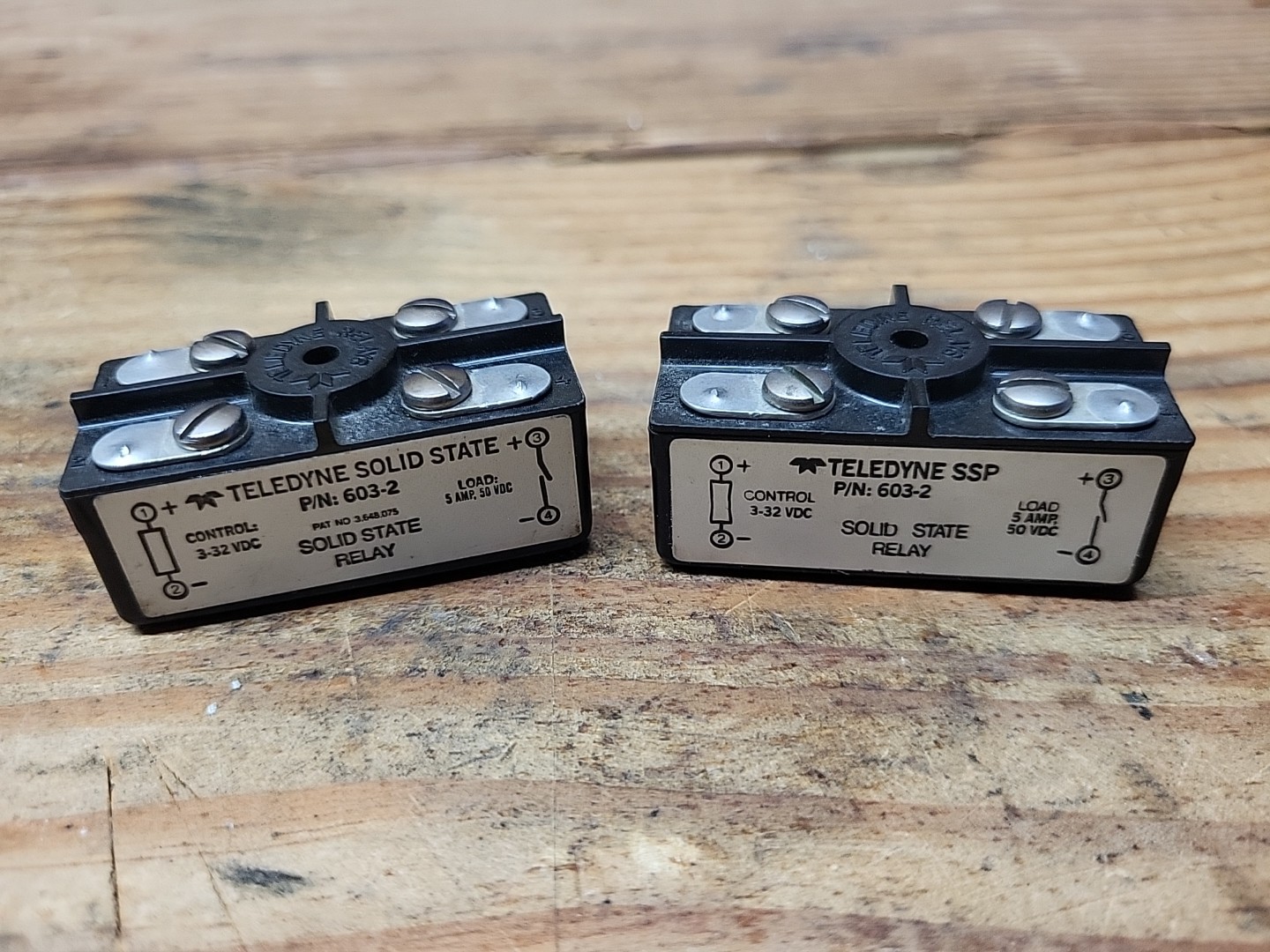 Lot Of 2 Teledyne 603-2 Solid State Relays Control 3-32 VDC Load 5 Amp 50 VDC