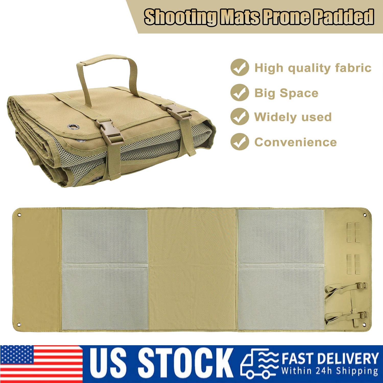Portable Tactical Waterproof Hunting Padded Roll Up Rifle Shooting Camp Mat Pad