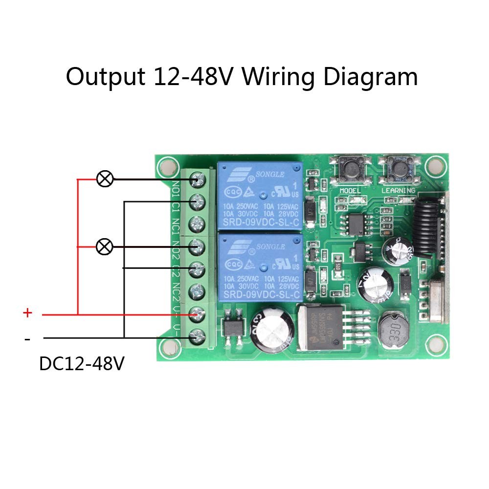 Wireless Remote Switch DC 12V 24V 36V 48V New 2 Channel Multi-Function...