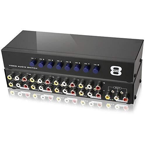 8-Port RCA Composite Video Audio AV 8-Way Switch Selector Switcher Splitter Box