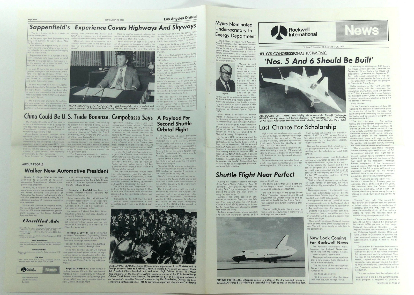 Sep. 26 1977 ROCKWELL INTERNATIONAL NEWS Los Angeles Div. Employee Newsletter