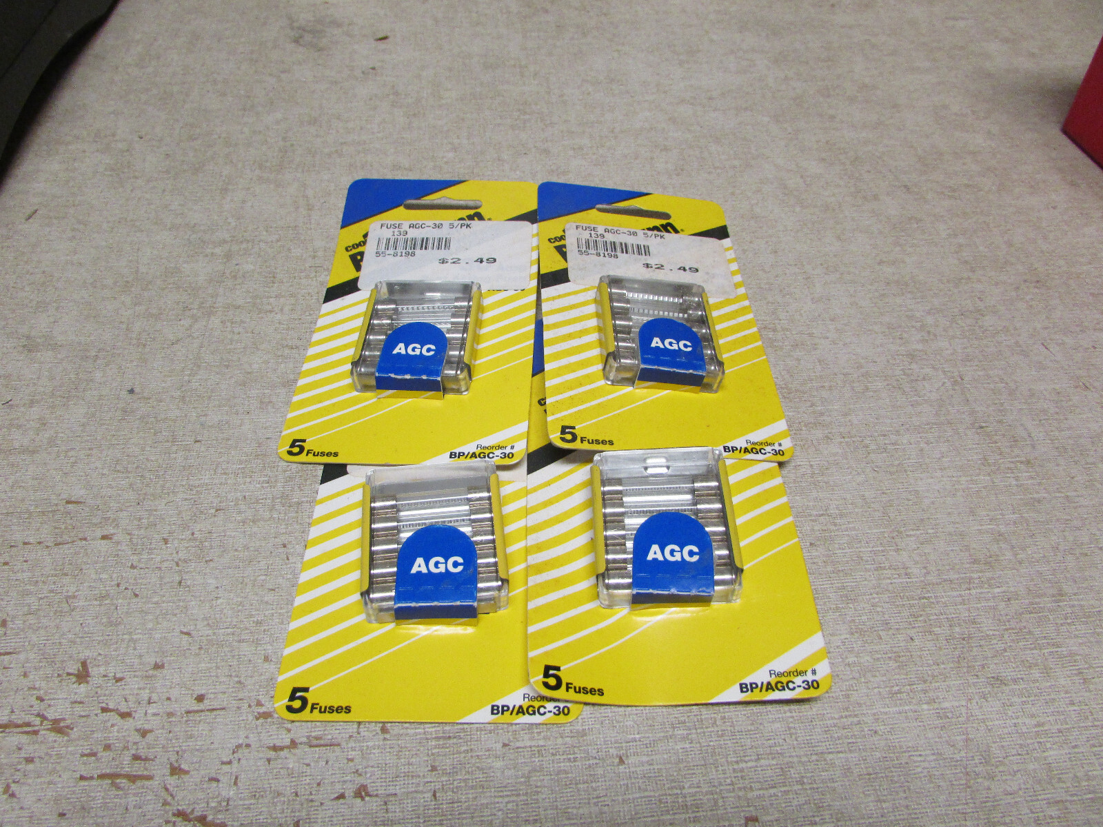 20 Pack Bussmann BP/AGC-30-RP Tube Fuse 32V 30A Automotive Fuses 1/4" x 1-1/4"
