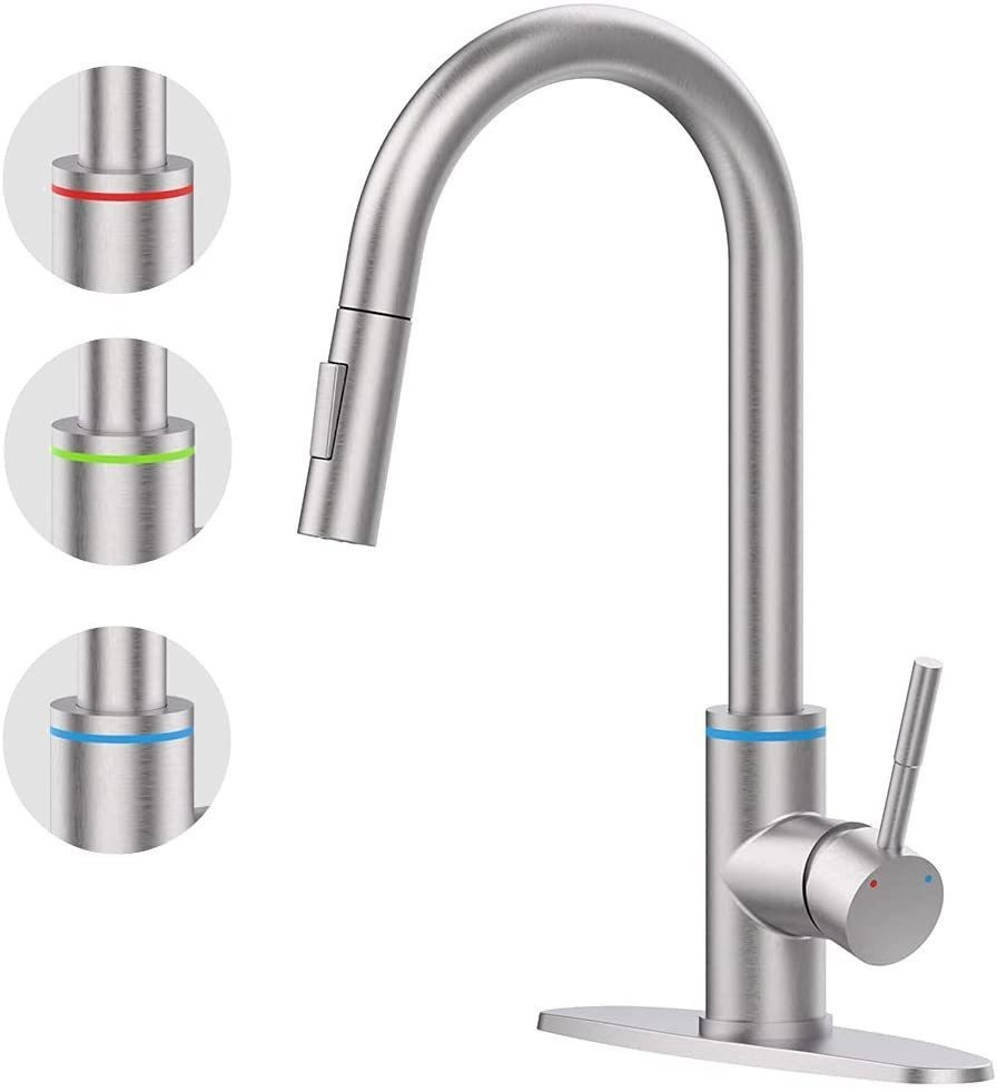 Touch Kitchen Faucet, 2 Modes Pull Down Sprayer, With Temperature LED Activated