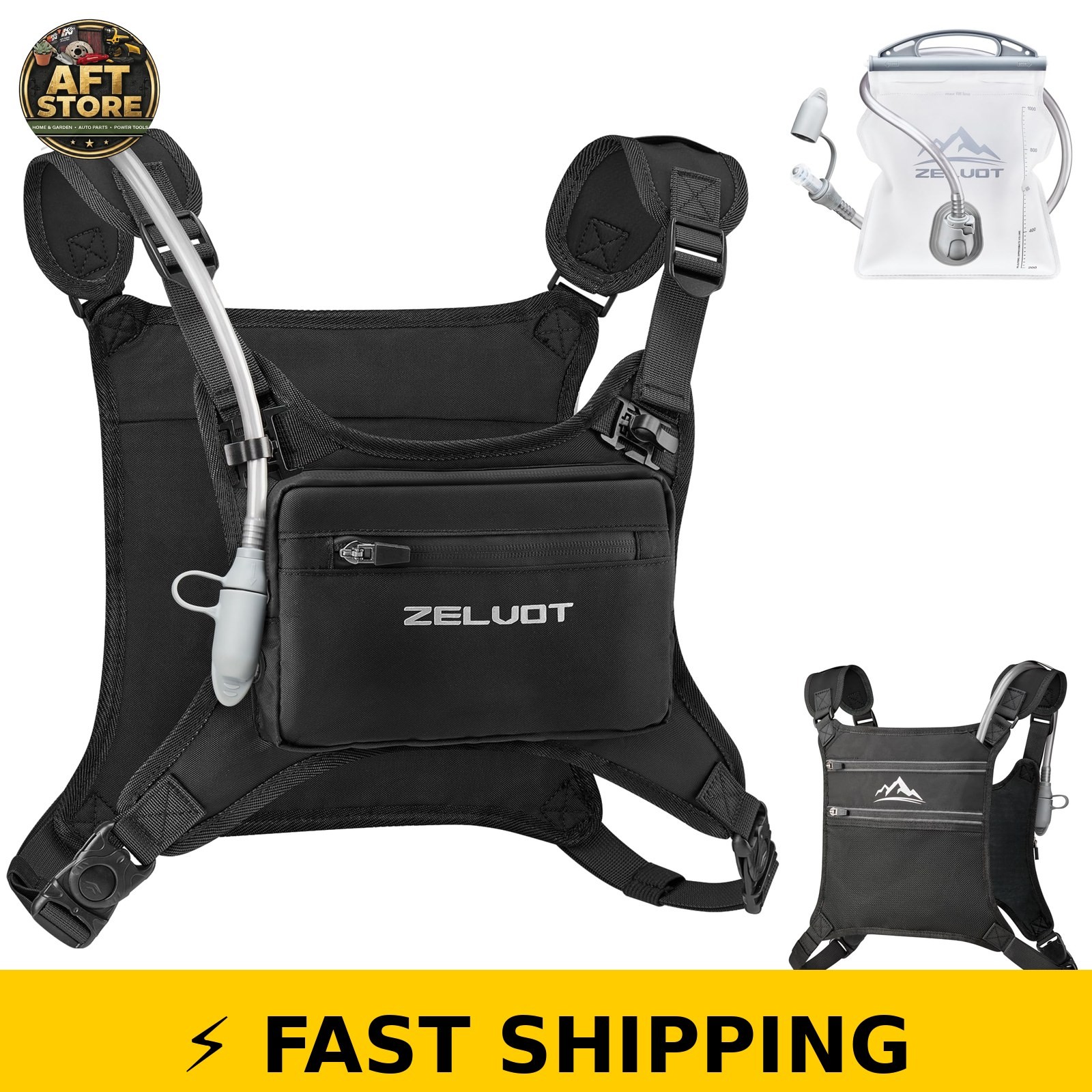 Zelvot Running Vest with 1L Water Bladder - Adjustable Reflective