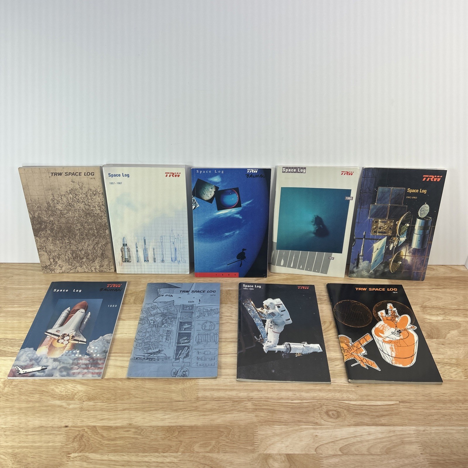 Lot Of 9 TRW Space Log 1974-1989 Paperback Pamphlets Global Space Missions NASA