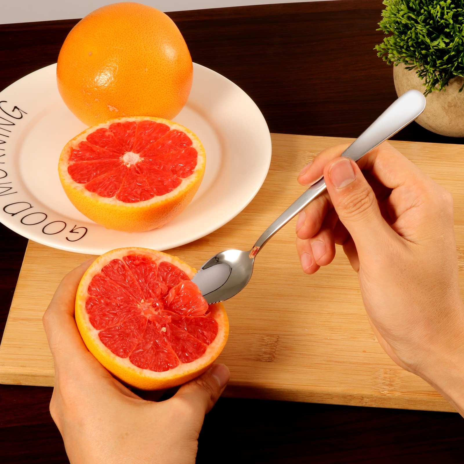 5 PCS Grapefruit Spoons, Stainless Steel Spoon 5 Pcs, Silver